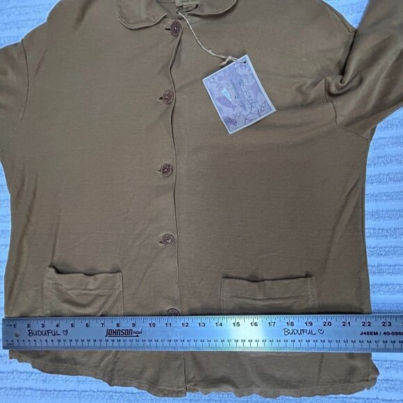 New Ecosport Womens Medium Organic Cotton Button Down Pajama Shirt Lightweight - Picture 4 of 8